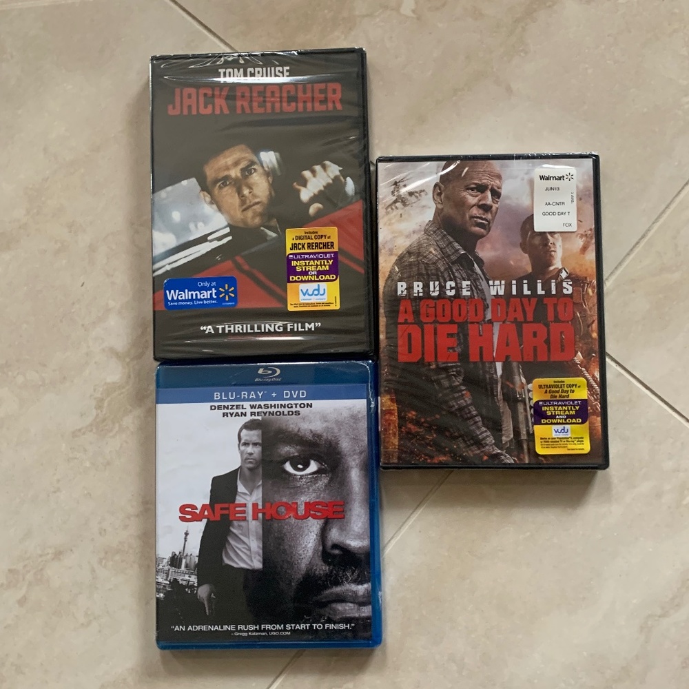 Sealed New DVDs Safe House  A Good Day to Die Hard  Jack Reacher *3 DVDs for $15